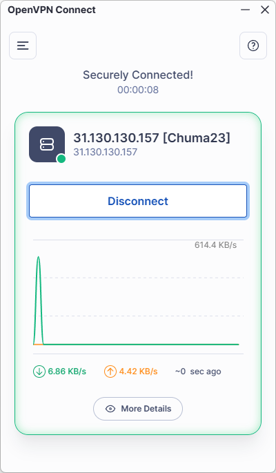 Успешное подключение OpenVPN на компьютере