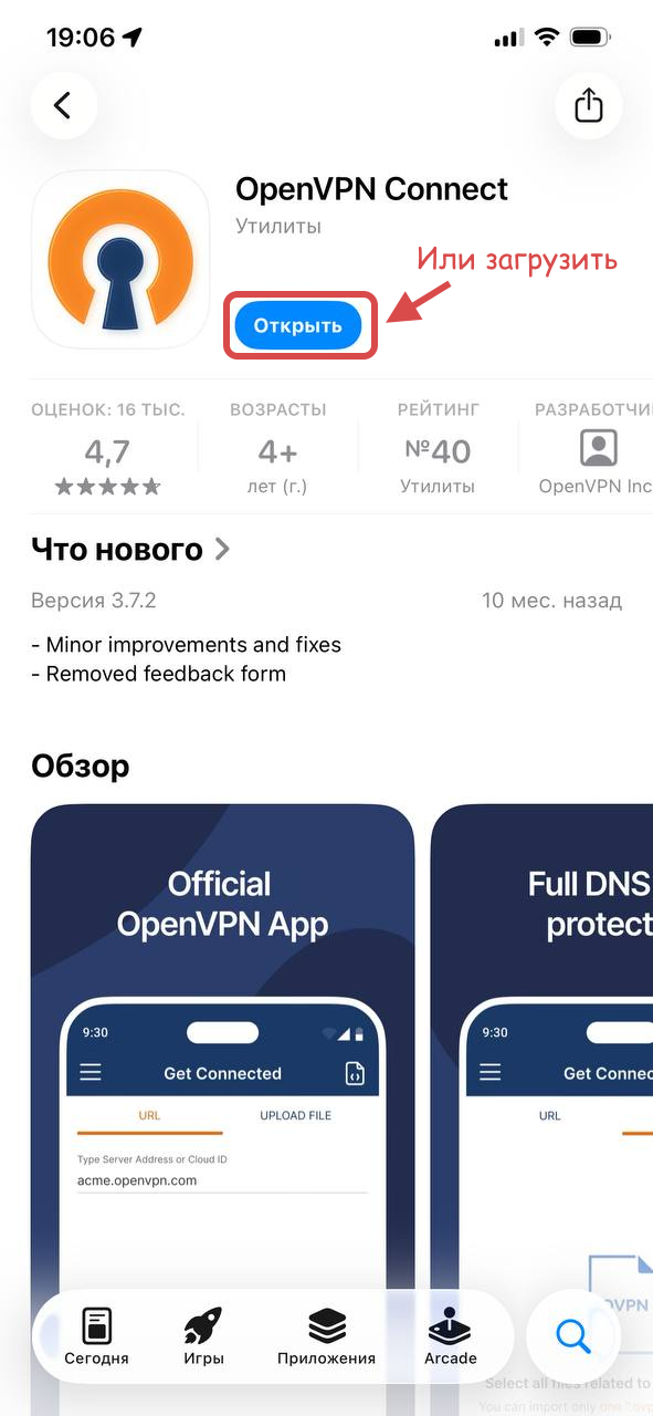 OpenVPN Connect в App Store