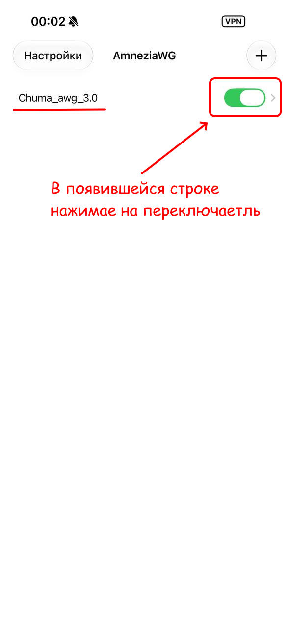 Успешное подключение AmneziaWG на телефоне